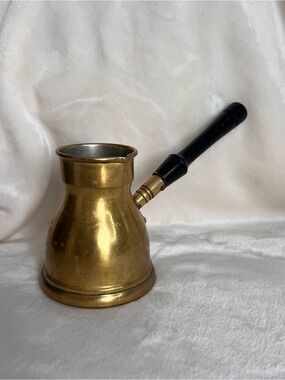Brass Turkish-Style Coffee Pot with Black Handle size 5